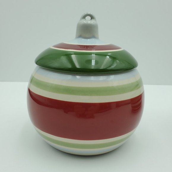 Longaberger Striped Christmas Ornaments Candle Holders Candy Trinket Dishes - Picture 3 of 8